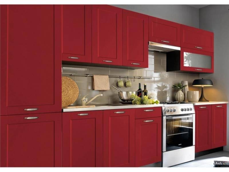 красный прямой кухонный гарнитур николь в Нижневартовске