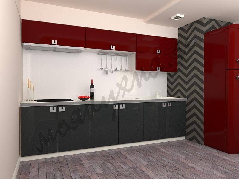 кухня пластик глянец - бордовый/графит в Нижневартовске