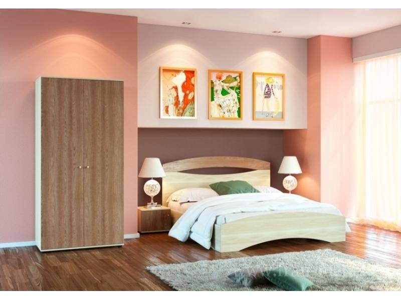 спальный гарнитур с контрастным сочетанием светлых корпусов и тёмных фасадов в Нижневартовске