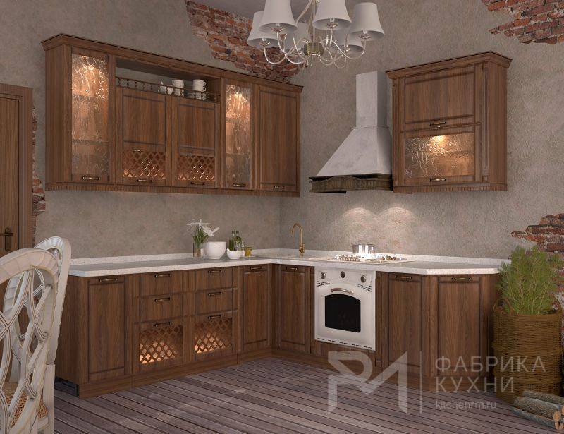 угловая кухня орех патина коричневая в Нижневартовске