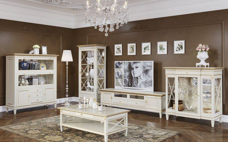 гостиная verona, цвет белый с золотом в Нижневартовске