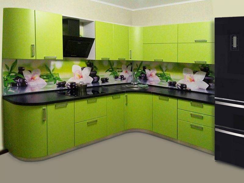 угловая салатовая кухня в Нижневартовске