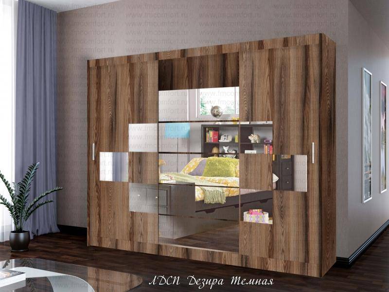 современный шкаф-купе эконом с зеркалами в Нижневартовске