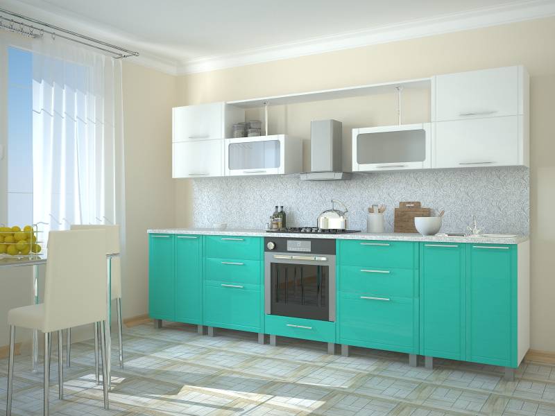 кухня прямая алла морская волна - белая в Нижневартовске