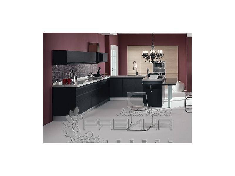 кухня из шпона в черном цвете оксфорд в Нижневартовске