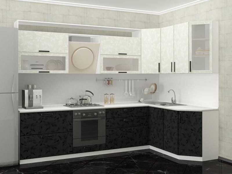 кухня черно-белые цветы в Нижневартовске