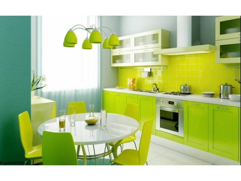 кухонный гарнитур в зеленом цвете в Нижневартовске