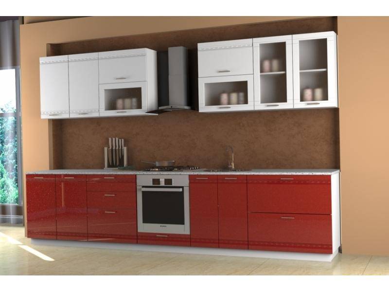 кухня прямая анна гранат-белый в Нижневартовске