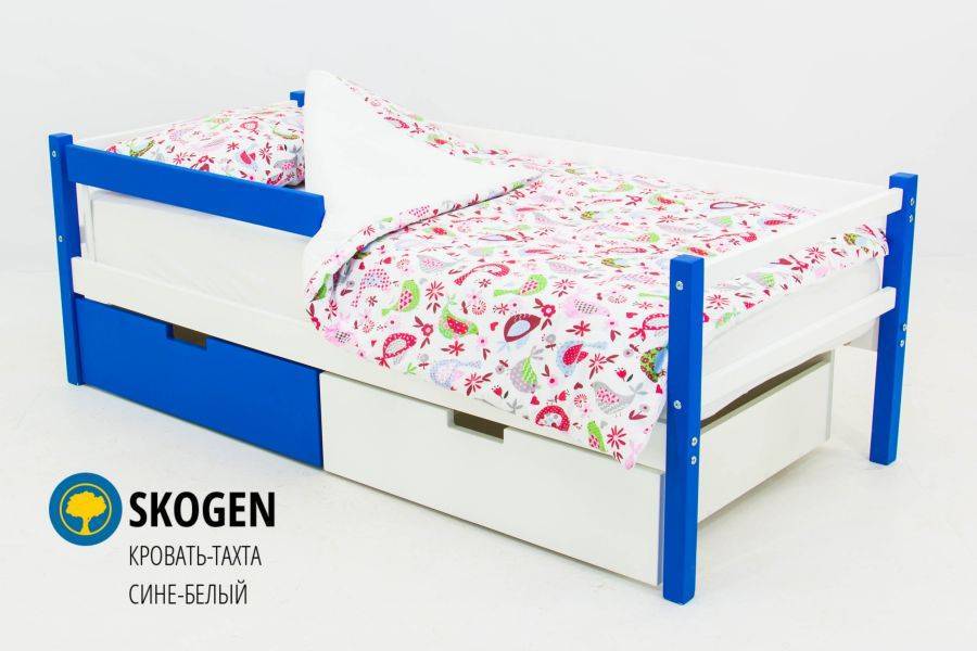 детская деревянная кровать-тахта бельмарко skogen сине-белый в Нижневартовске