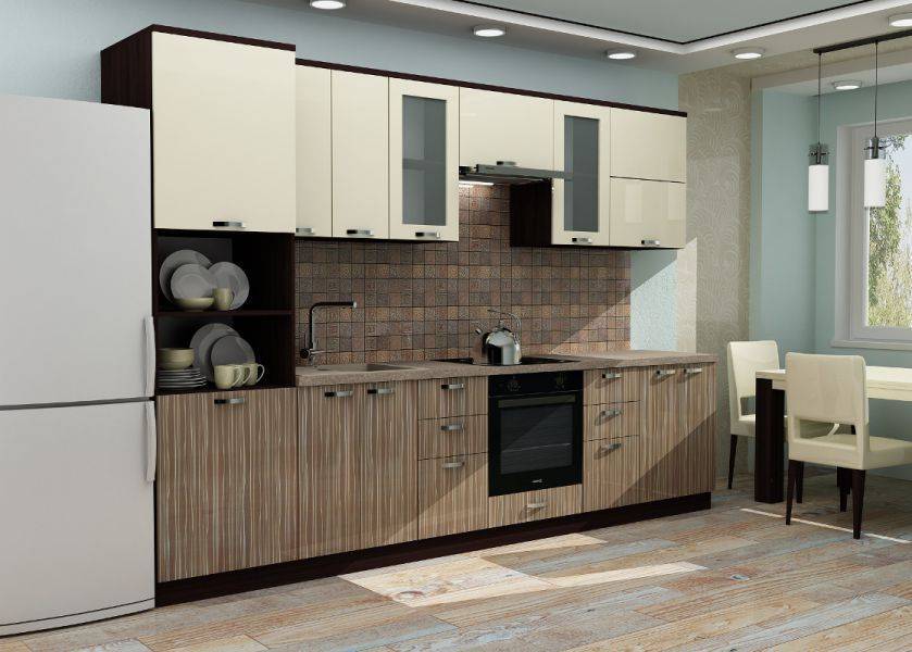 прямая кухня мдф "ваниль/какао какао/лайн в Нижневартовске