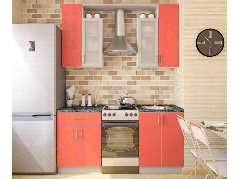 кухонный гарнитур прямой коралл в Нижневартовске