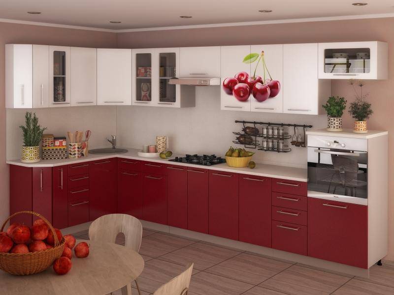 кухня угловая с фотопечатью вишня в Нижневартовске