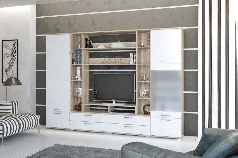 модульная гостиная вейла к-02 дуб каньон светлый/белый полуглянец в Нижневартовске
