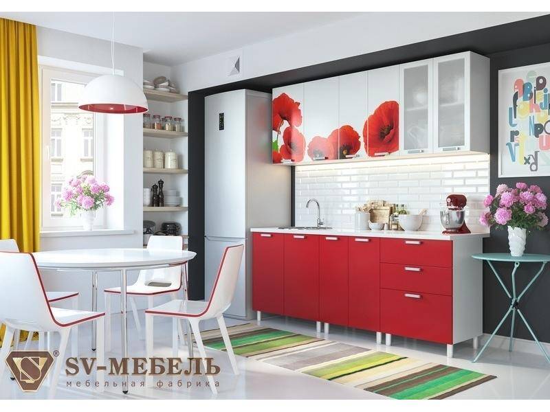 кухня с фотопечатью маки в Нижневартовске