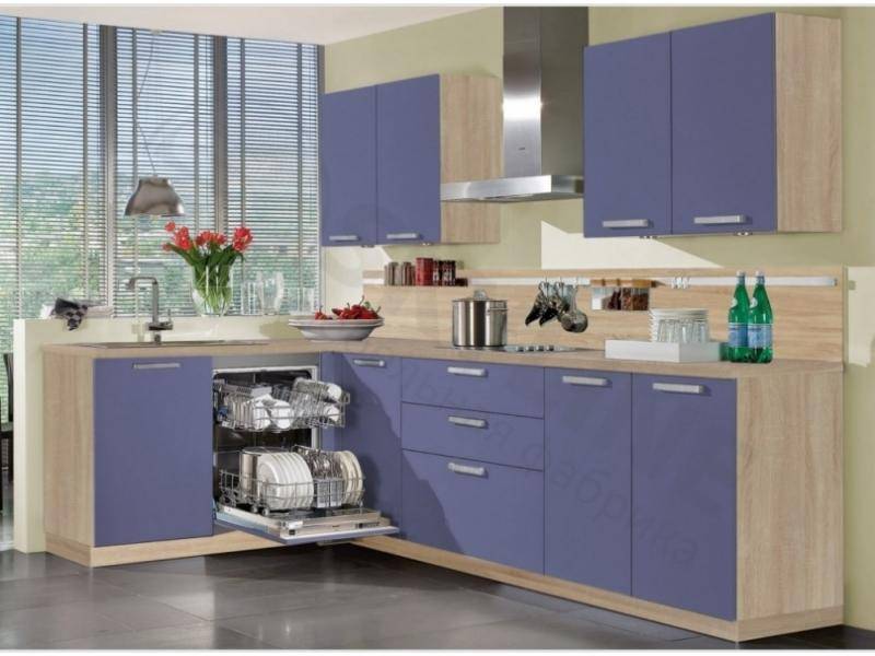 фиолетовая угловая кухня вудколор в Нижневартовске