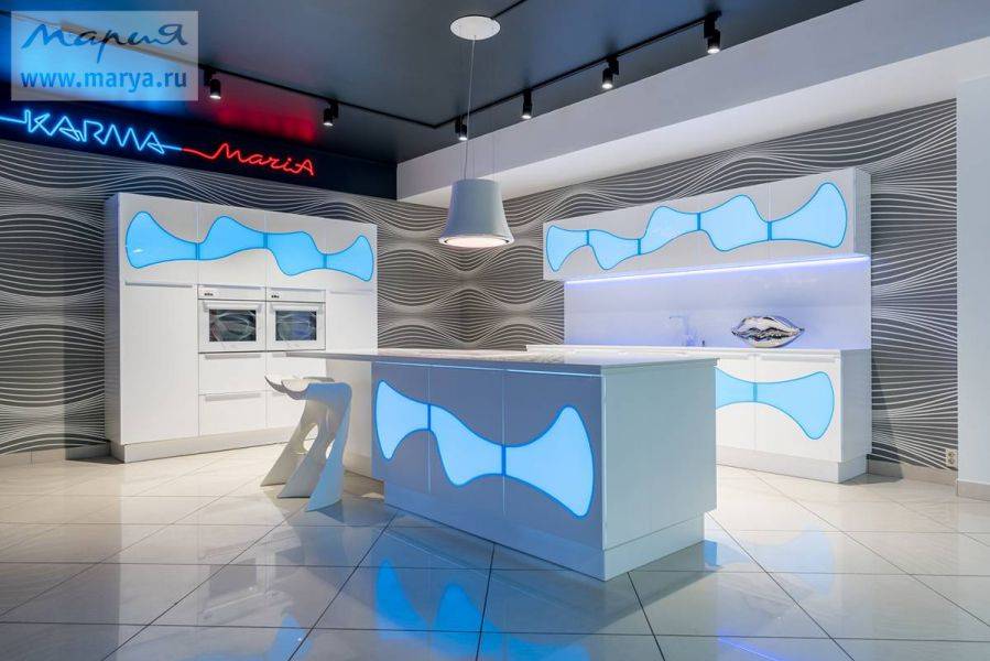 кухня karma в цвете белый/подводно-голубой в Нижневартовске