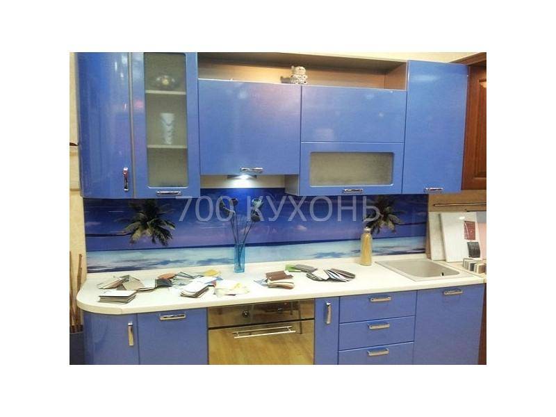 голубая прямая кухня в Нижневартовске