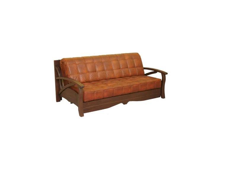 диван кожаный аллегро-3 с деревянными подлокотниками в Нижневартовске