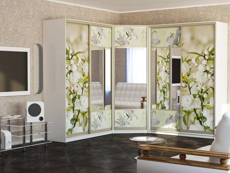 угловой шкаф фотопечать цветы в Нижневартовске