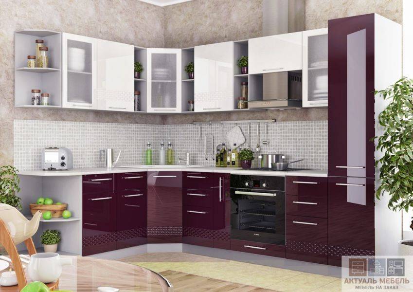 угловая глянцевая кухня в Нижневартовске