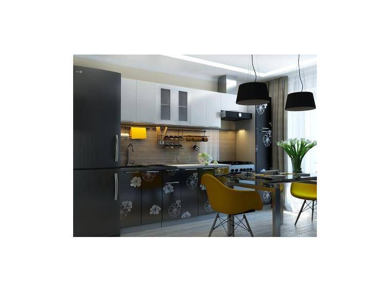 контрастная кухня с цветами грация в Нижневартовске