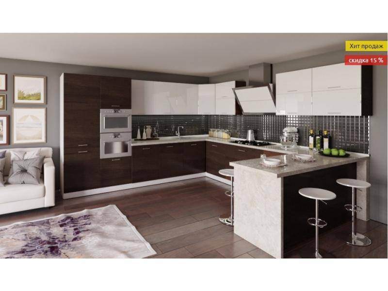 п-образная кухня b&w в Нижневартовске