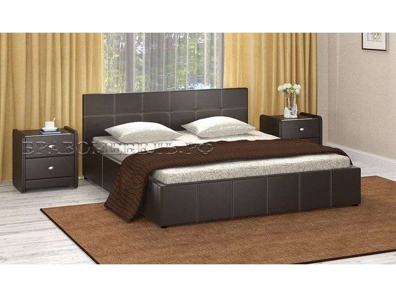 кровать герта из экокожи с мягким изголовьем в Нижневартовске