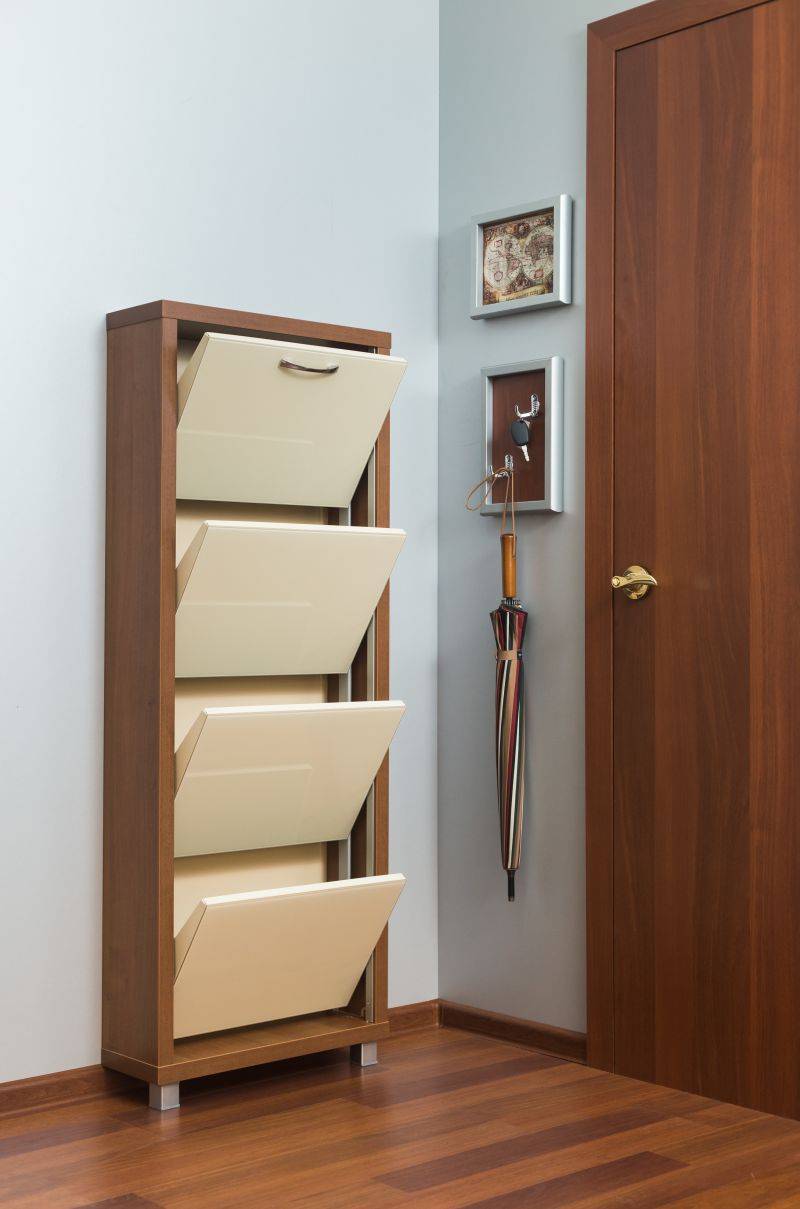 обувной шкаф 4-х секционный люкс стекло капучино в Нижневартовске