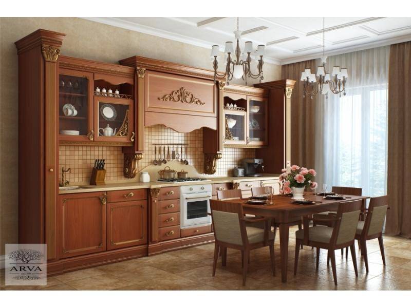 кухонный гарнитур бук темный мед-патина золото в Нижневартовске