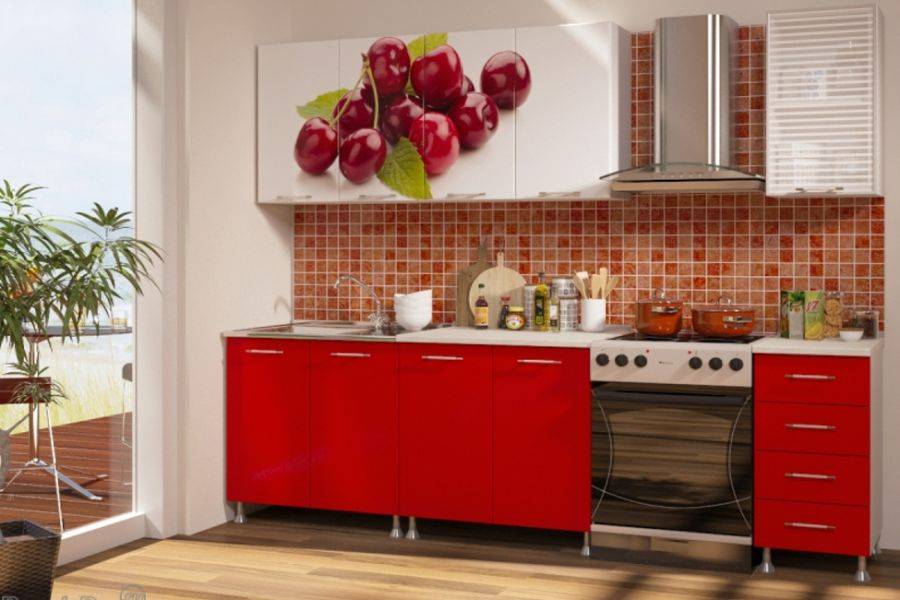 кухонный гарнитур с фотопечатью вишня 3 в Нижневартовске