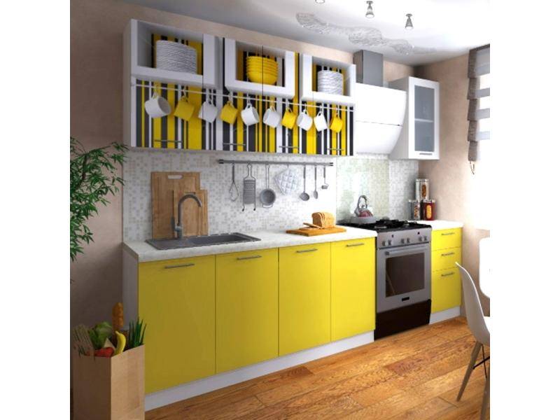 желтая прямая кухня фарфор в Нижневартовске