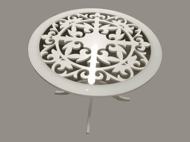 стол стеклянный ажурный d=900, нога массив в Нижневартовске