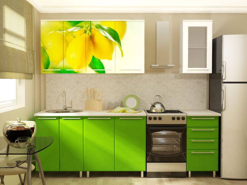 прямая кухня с фотопечатью лимон в Нижневартовске