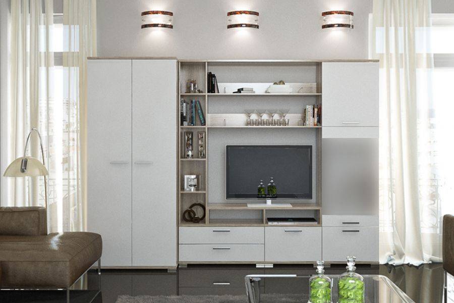 модульная гостиная вейла к-01 дуб каньон светлый/белый полуглянец в Нижневартовске