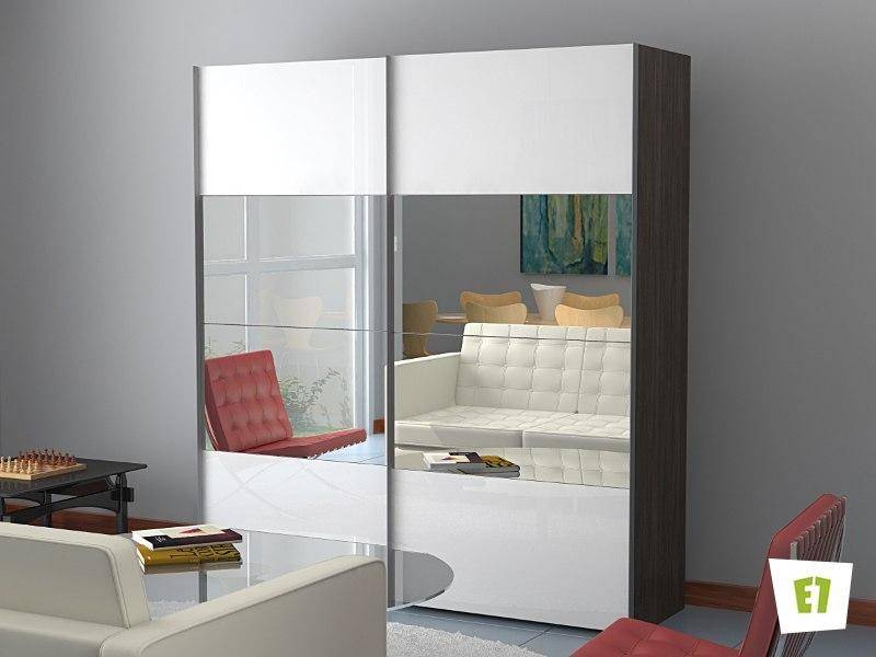 шкаф-купе эста с фасадом из зеркала и белого стекла в Нижневартовске