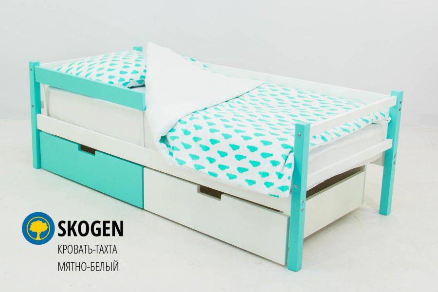 детская деревянная кровать-тахта бельмарко skogen мятно-белый в Нижневартовске