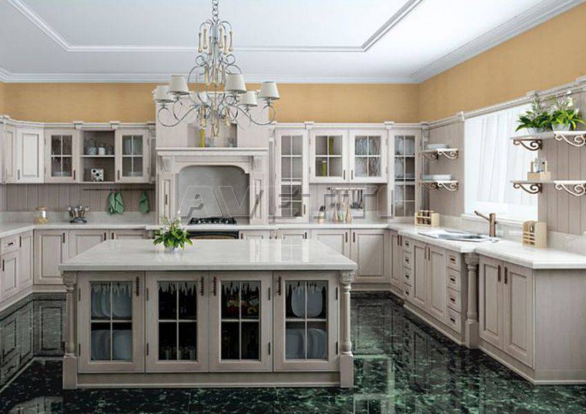 большая угловая кухня с островом темза в Нижневартовске