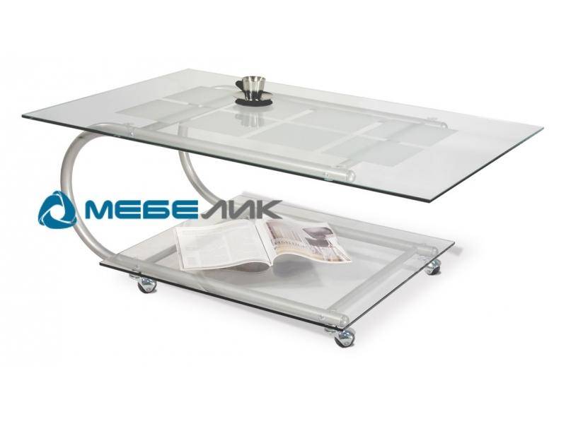 стол журнальный дуэт 10 металлик/прозрачное в Нижневартовске