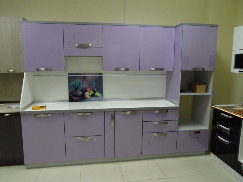 кухня прямая сиреневая в Нижневартовске