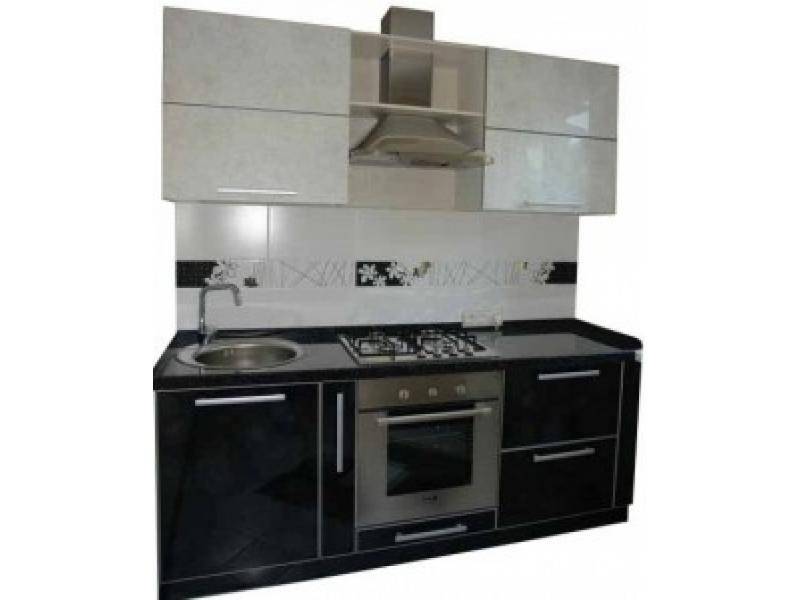 кухонный гарнитур черный-белый цветок в Нижневартовске