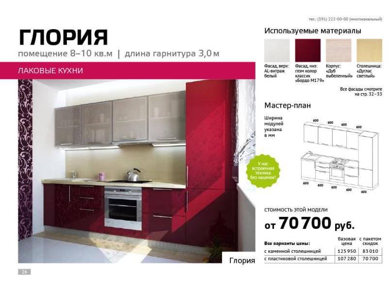 кухня прямая лаковая глория в Нижневартовске