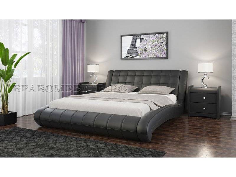 кровать шарлотта из экокожи с мягким изголовьем в Нижневартовске