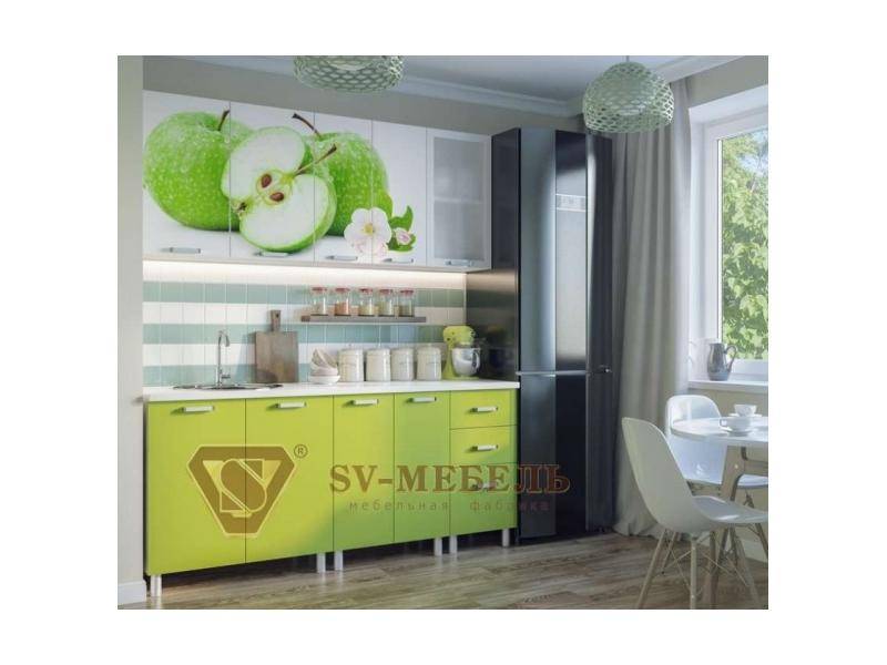 небольшая кухня с фотопечатью фрукты в Нижневартовске