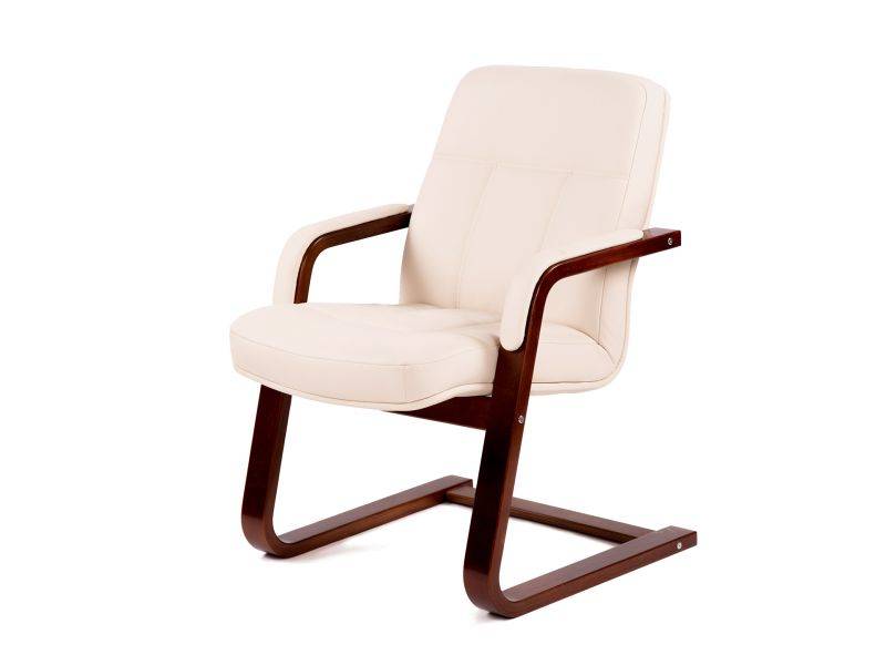 кресло мичиган-1 с подлокотниками ткань крем, каркас вишня в Нижневартовске