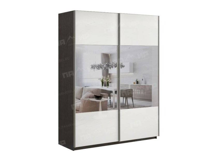 шкаф-купе браво венге / зеркало / лакобель белая в Нижневартовске