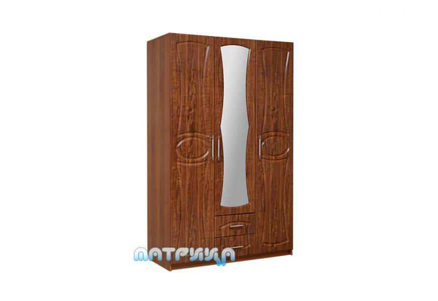 шкаф 3х дверный с двумя ящиками с зеркалом м1 в Нижневартовске