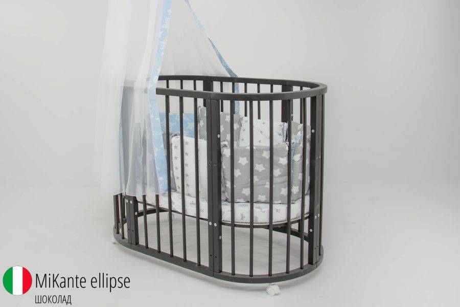 детская кроватка трансформер 6 в 1 mikante шоколад в Нижневартовске