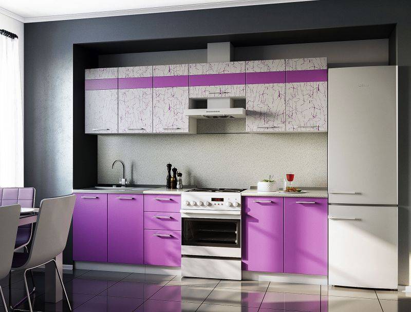кухня прямая арт фиолет в Нижневартовске