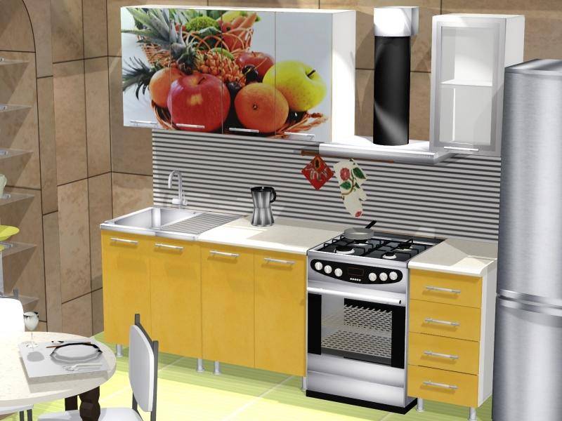 желтая кухня фрукты фотопечать в Нижневартовске