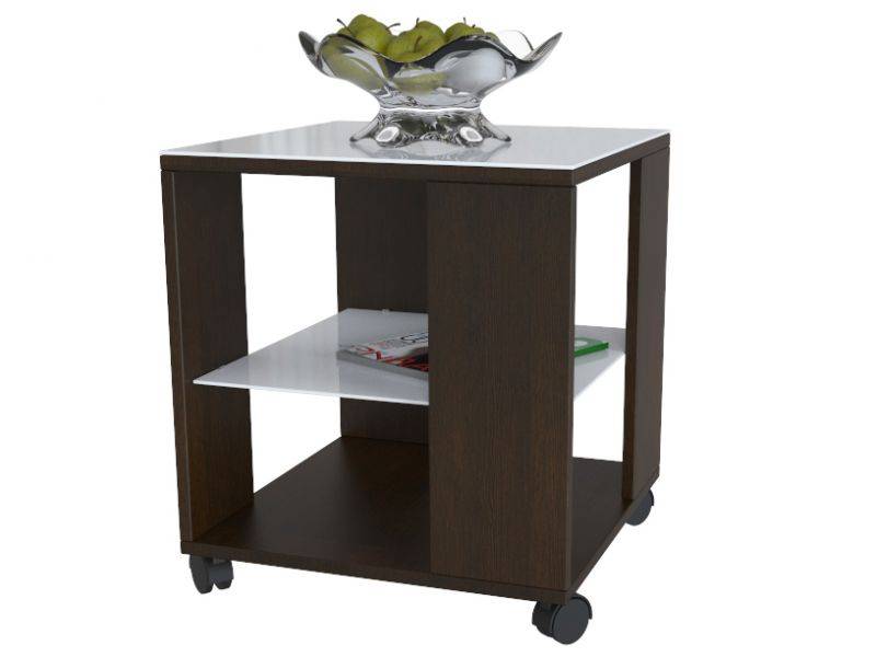 стол журнальный beautystyle 6 венге/стекло белое в Нижневартовске